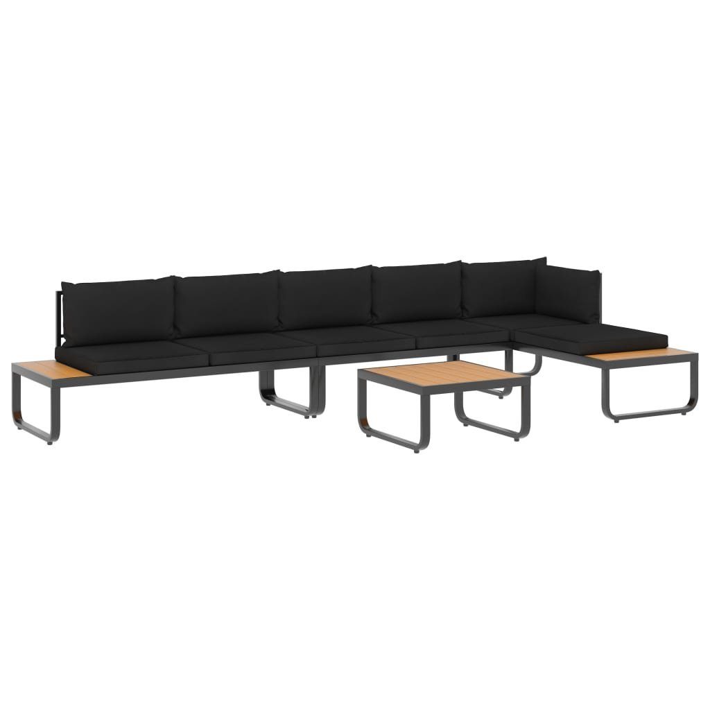 vidaXL Loungesofa 4-tlg. Garten-Ecksofa-Set mit Auflagen Aluminium und WPC, 1 Teile