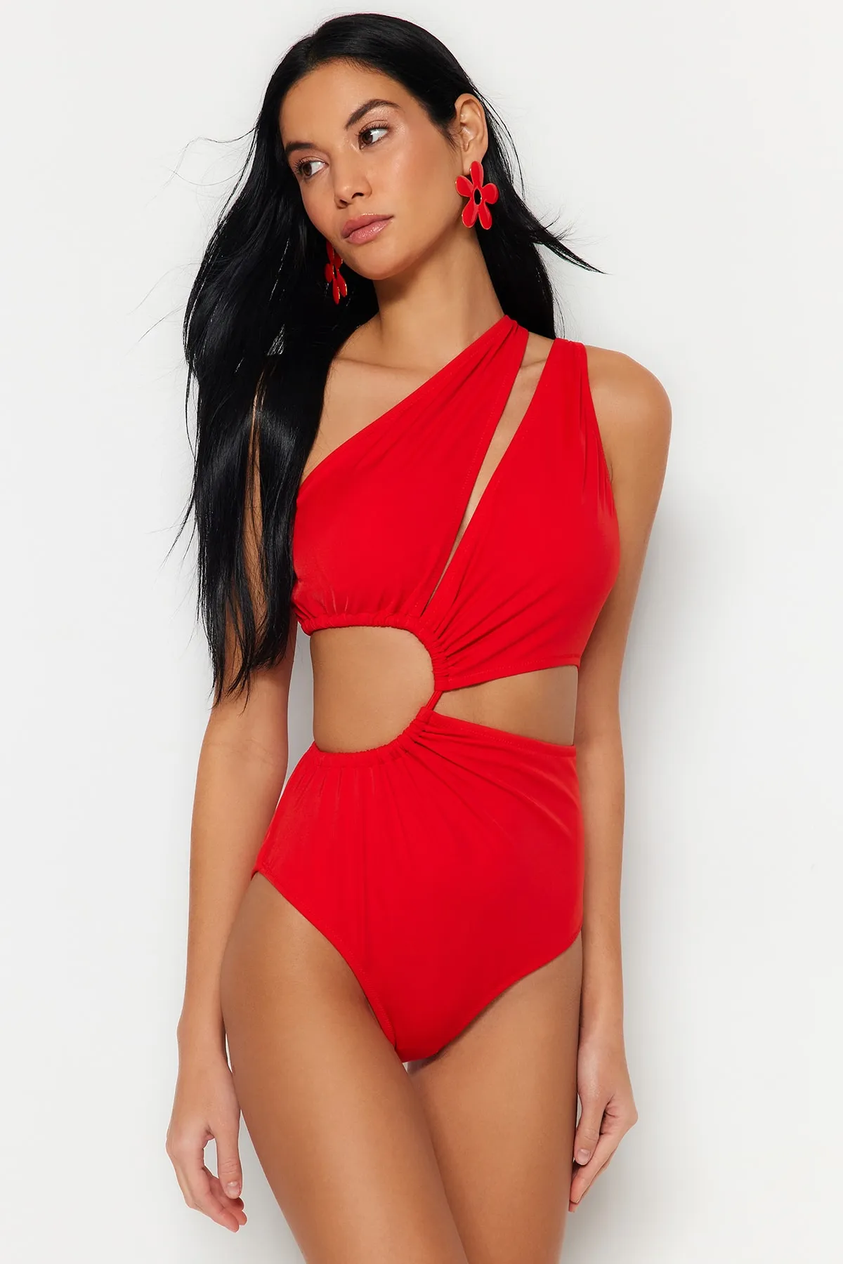 Trendyol Collection  Roter Single Shoulder Tunnel Regular Mayokini TBESS23MA00206