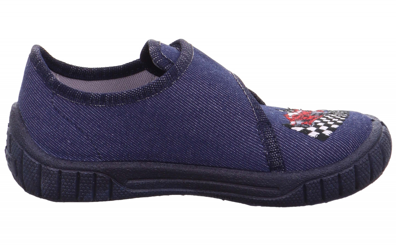 BILL - Blau Hausschuh mit Klettverschluss