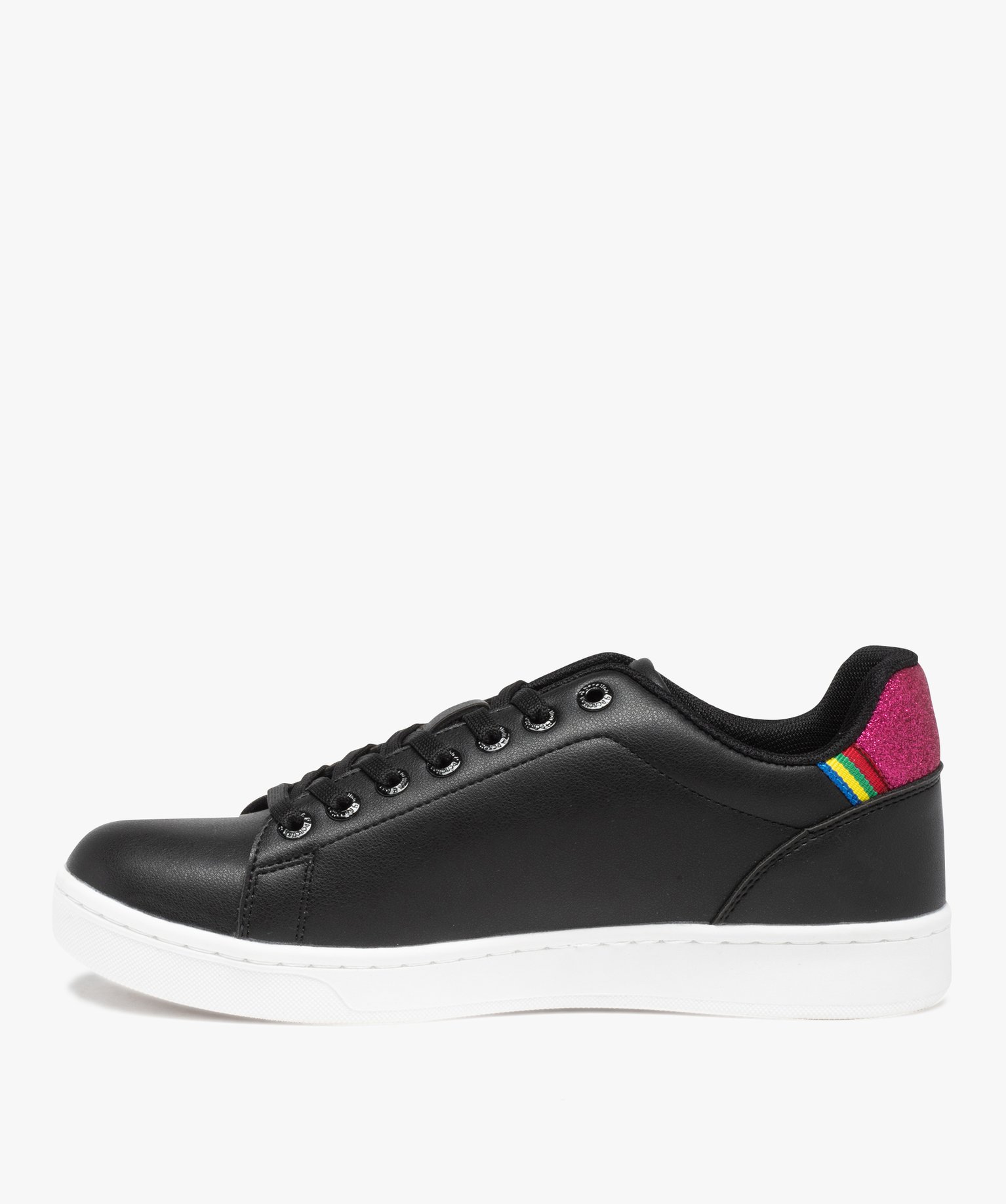 Baskets femme unies à détails contrastés – Benetton noir | GEMO
