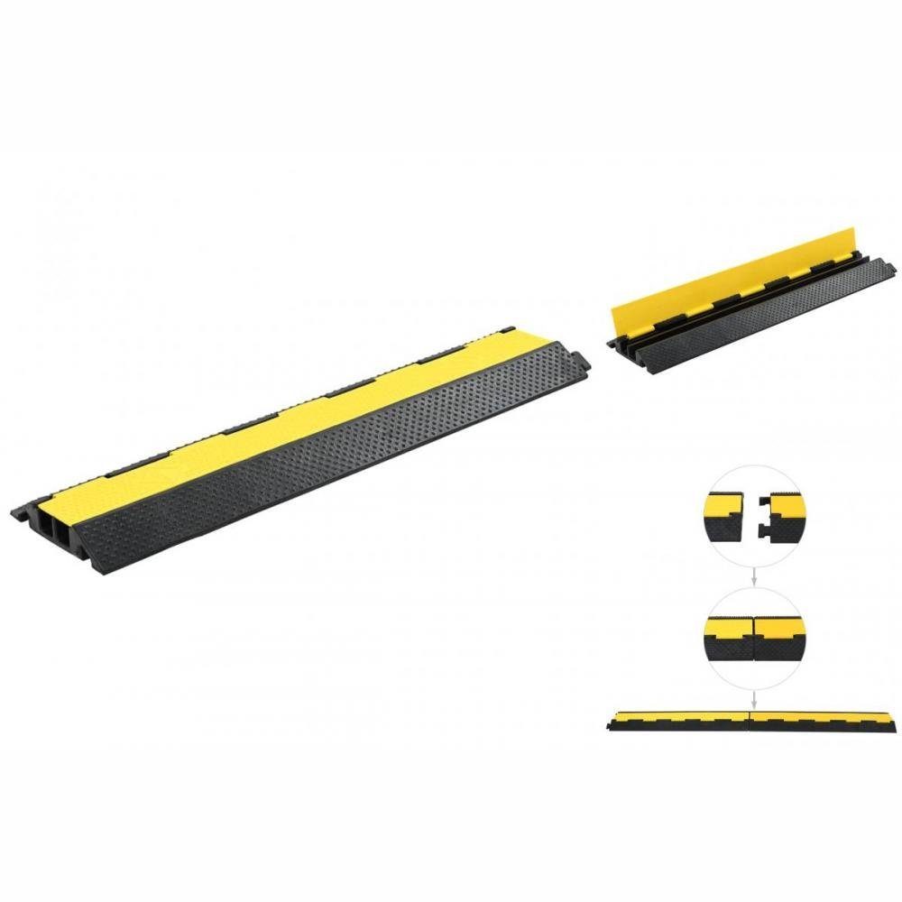 vidaXL Parkschwelle Kabelbrücke Überfahrschutz 2 Kanäle Gummi 101,5 cm