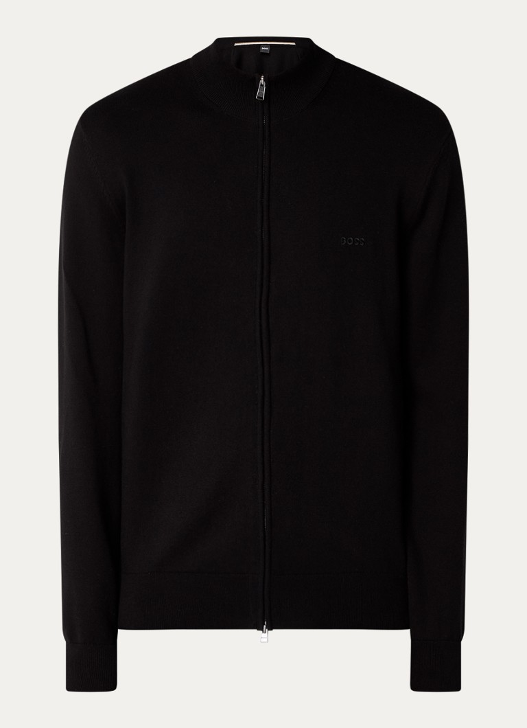 Cardigan Palano tricotat fin cu logo HUGO BOSS brodat