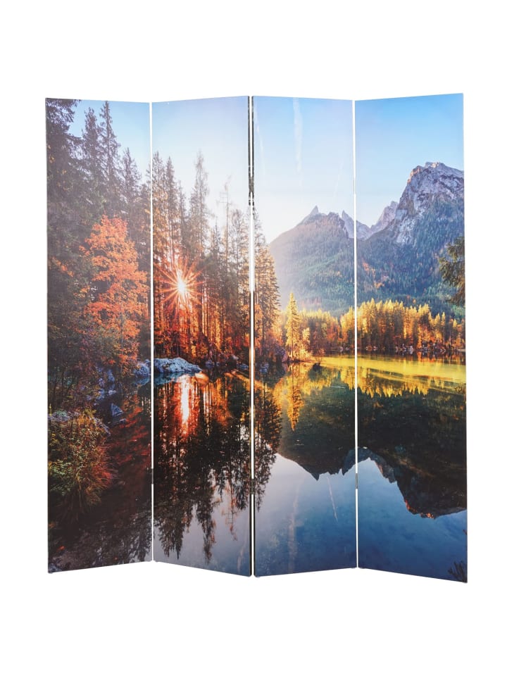 MCW Foto-Paravent mit Schallschutz L55, 180x162cm Waldsee günstig kaufen onesize