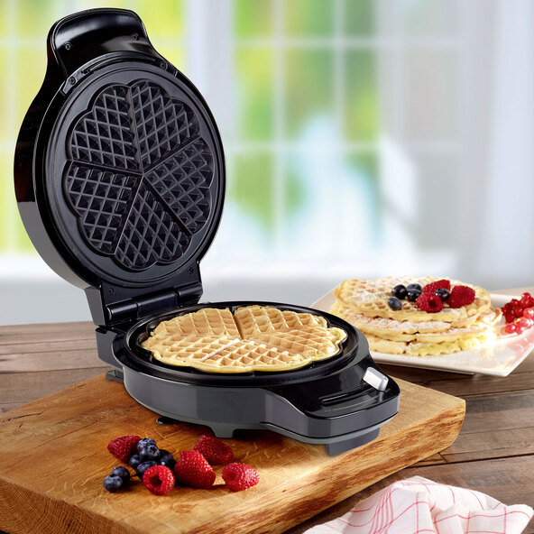 Waffeleisen, Herzform, schwarz
