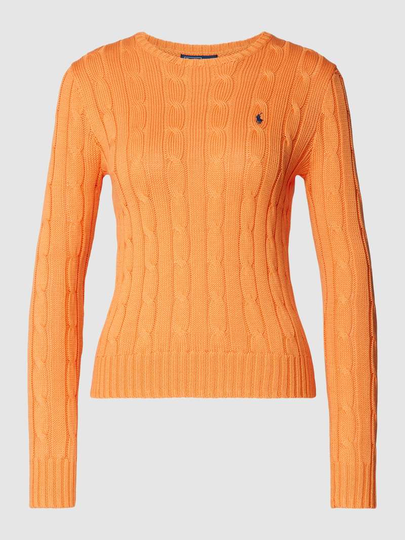 Strickpullover mit Zopfmuster Modell 'JULIANNA' in orange