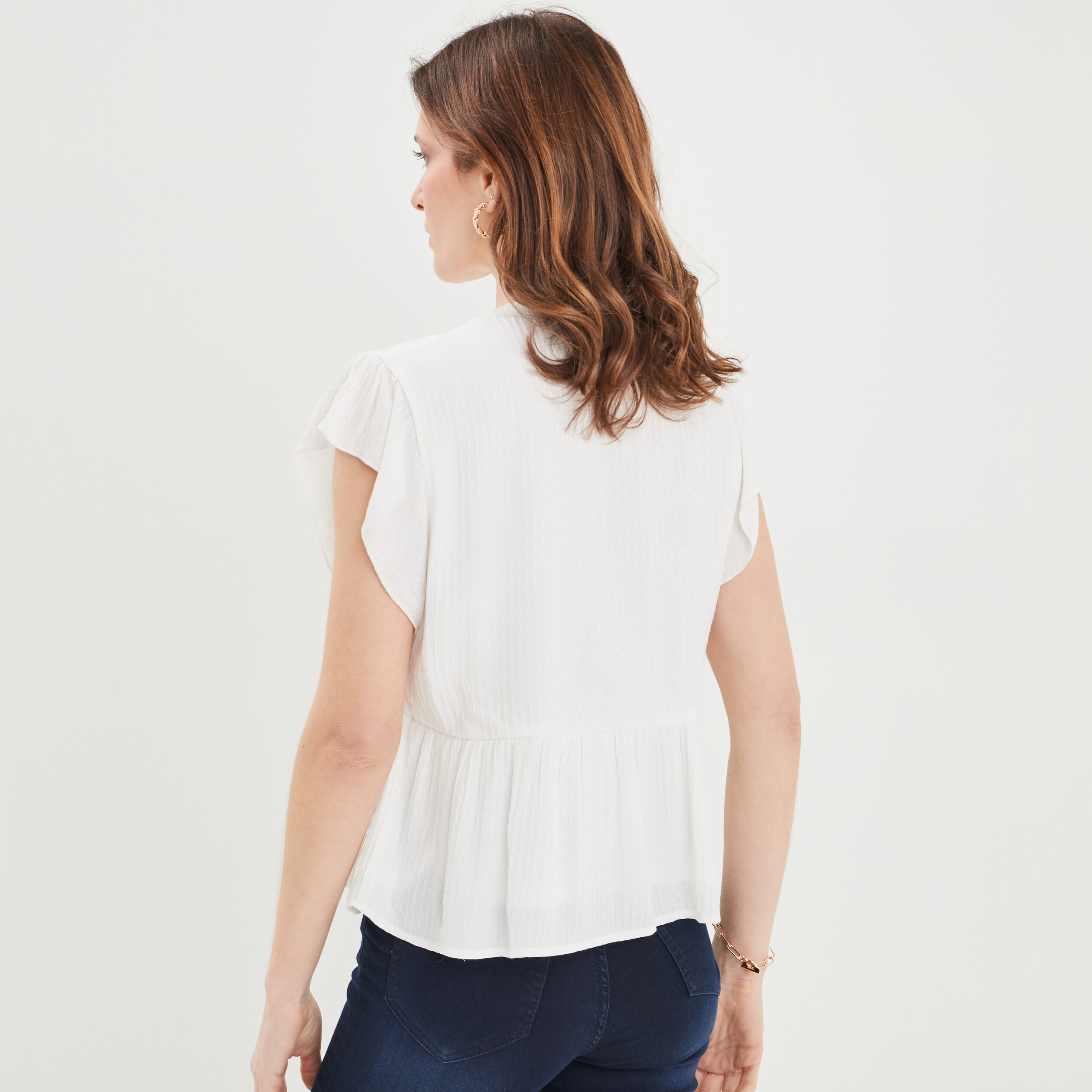 Blouse col en V à laçage Liberto blanc femme | La Halle