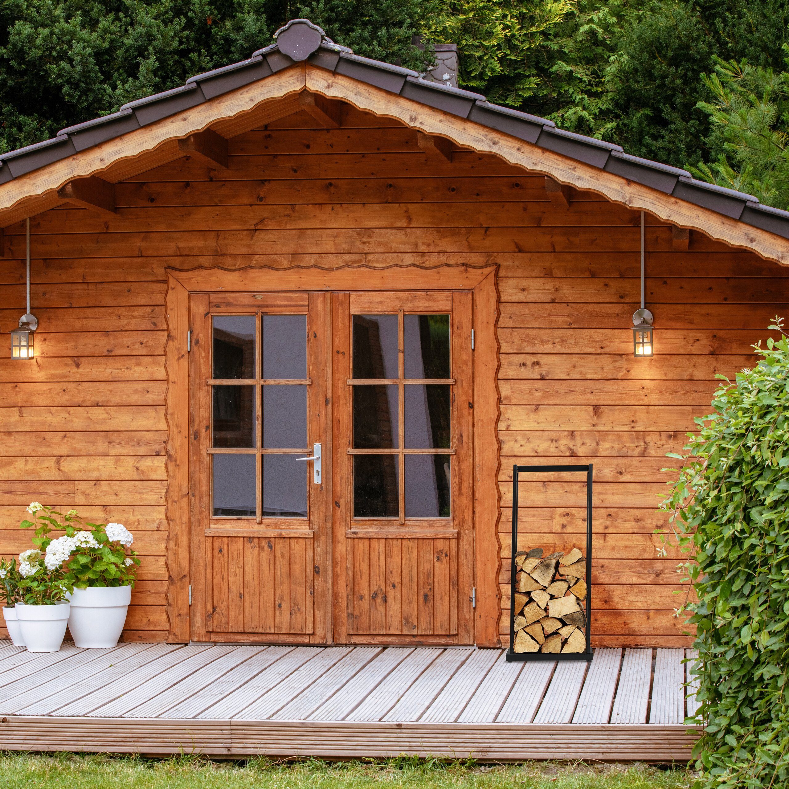 relaxdays Kaminholzregal Hohes Kaminholzregal aus Metall, BxTxH:37x30x95 cm