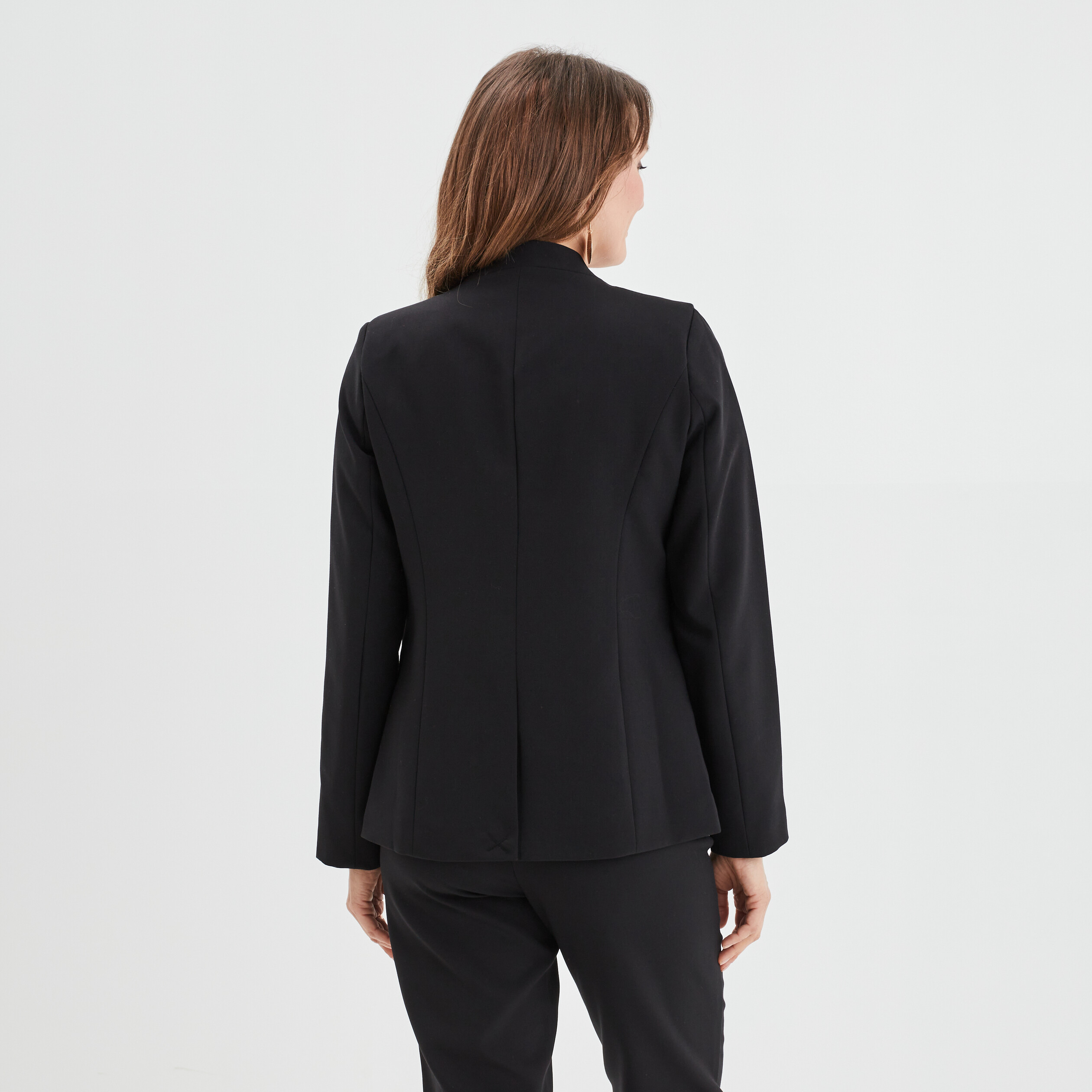 Veste blazer cintrée col en V noir femme | La Halle