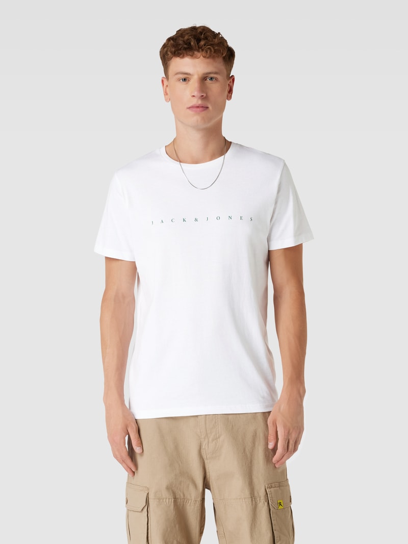 T-Shirt aus Baumwolle mit Label-Detail Modell 'FONT' in weiß