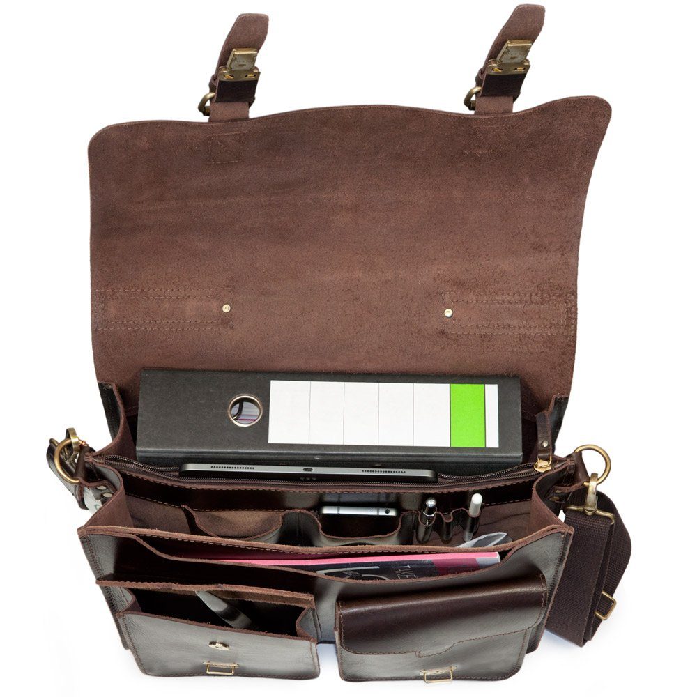 Jahn-Tasche Aktentasche Naturleder Lehrertasche, Anilin-Leder Braun Jahn-Tasche 420-anilin