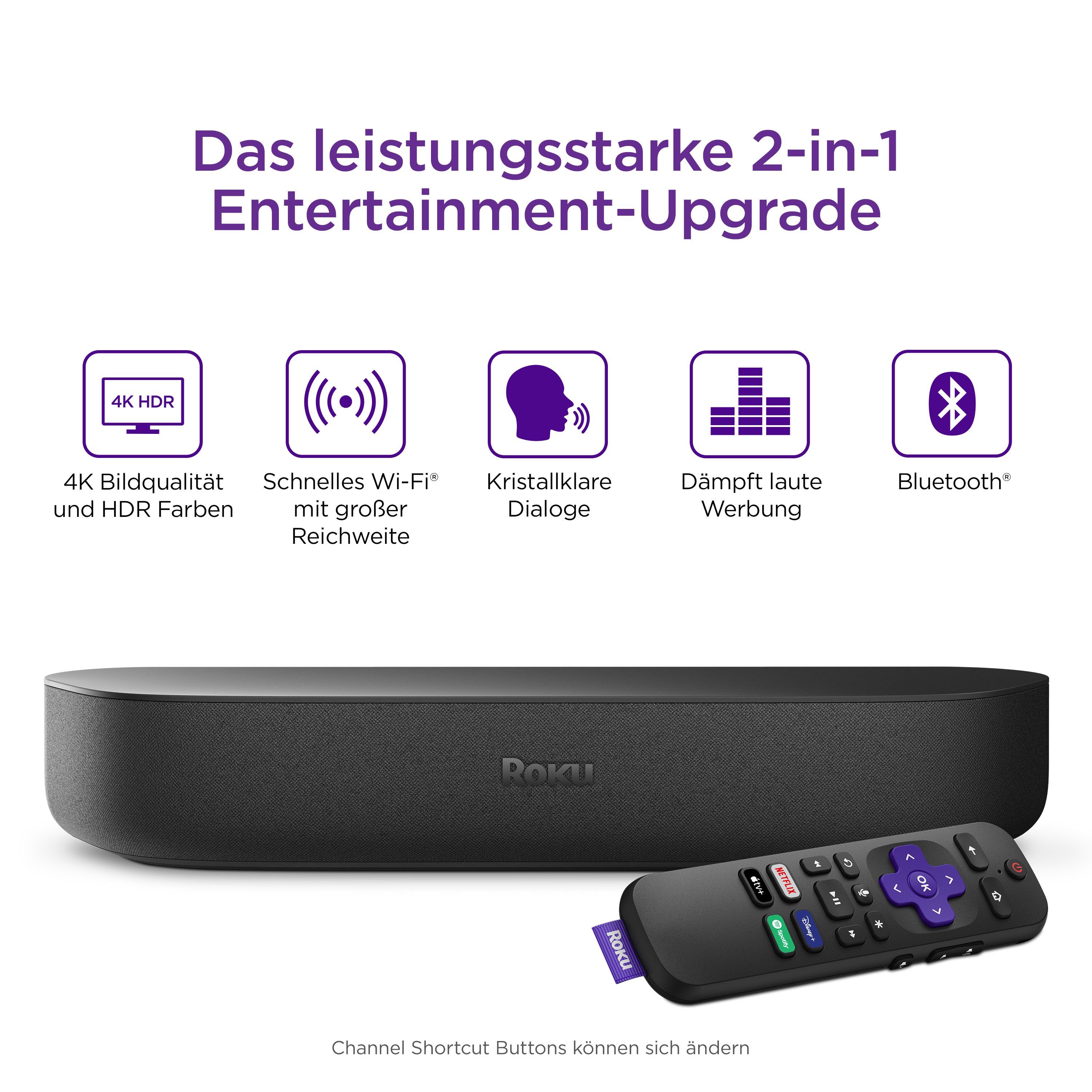 ROKU Streambar™ Soundbar (Bluetooth, 32 W, HD/4K/HDR Streaming Media Player und Soundbar in einem Gerät)