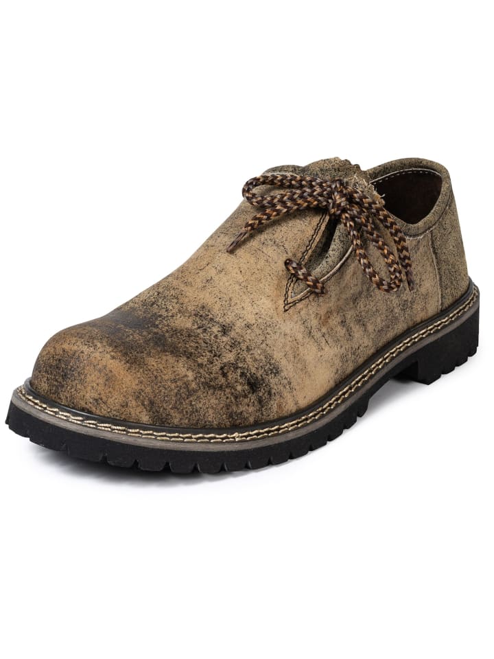 PAULGOS Haferlschuh Trachten Schnürschuh Echtleder ANTIK in Krokodilgrün günstig kaufen 39
