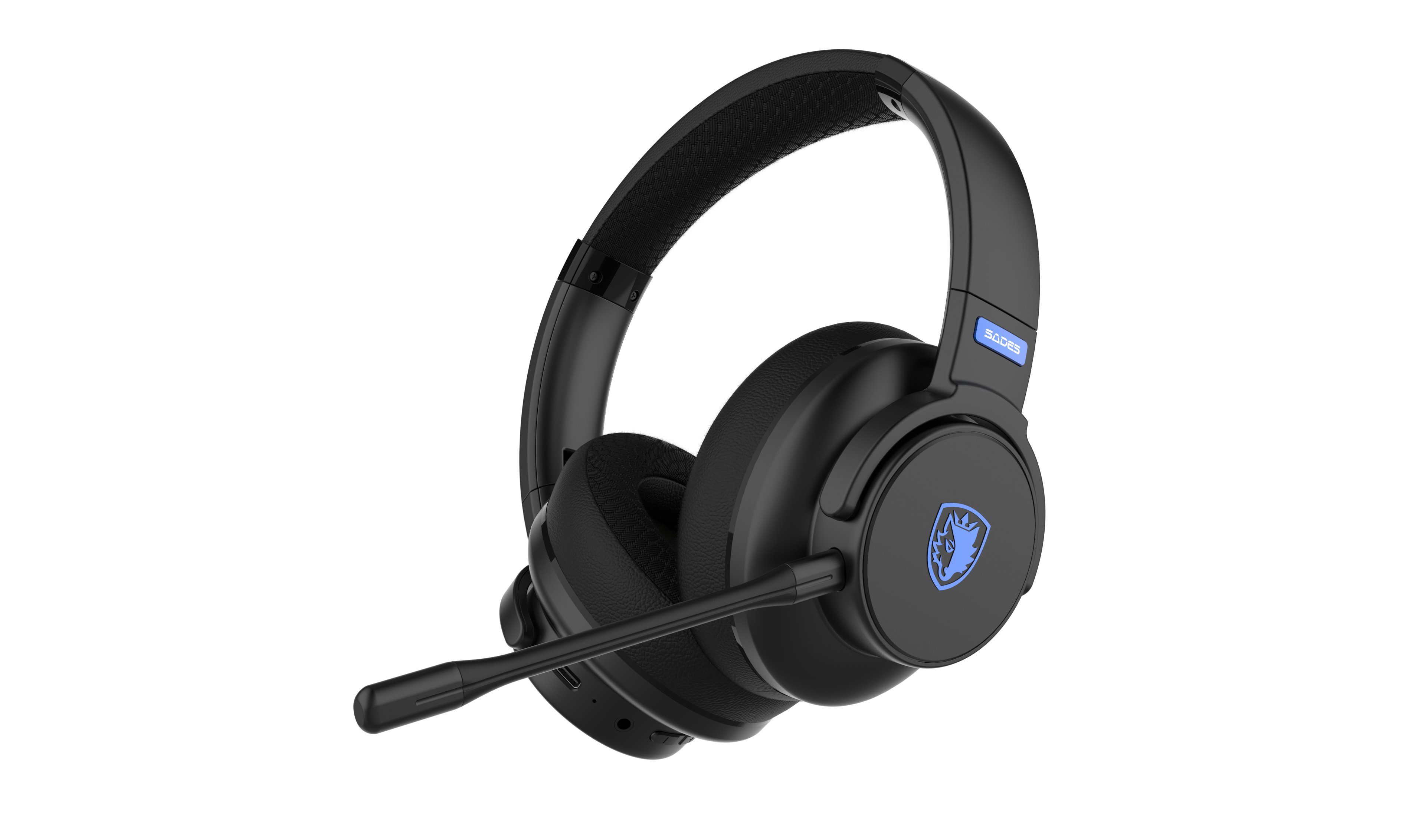 Sades SADES Runner SA-202 Gaming Headset, schwarz, USB, kabellos, Stereo Gaming-Headset (Rauschunterdrückung, Wireless, Over Ear, Bluetooth 5.0, 2.4G, 3,5 mm)