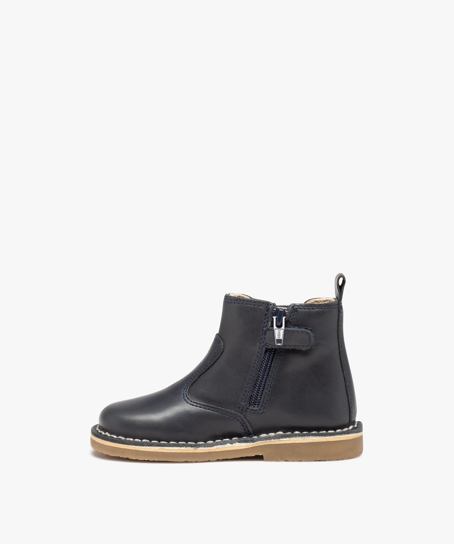 Boots bébé fille en cuir uni style Chelsea - Kickers marine | GEMO