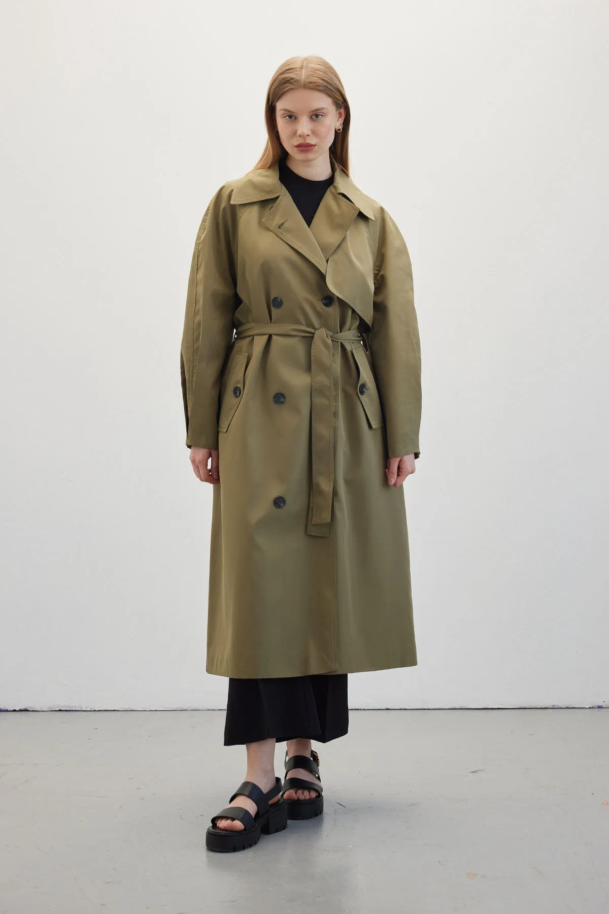 Manuka  Zweireihiger Trenchcoat in Grün