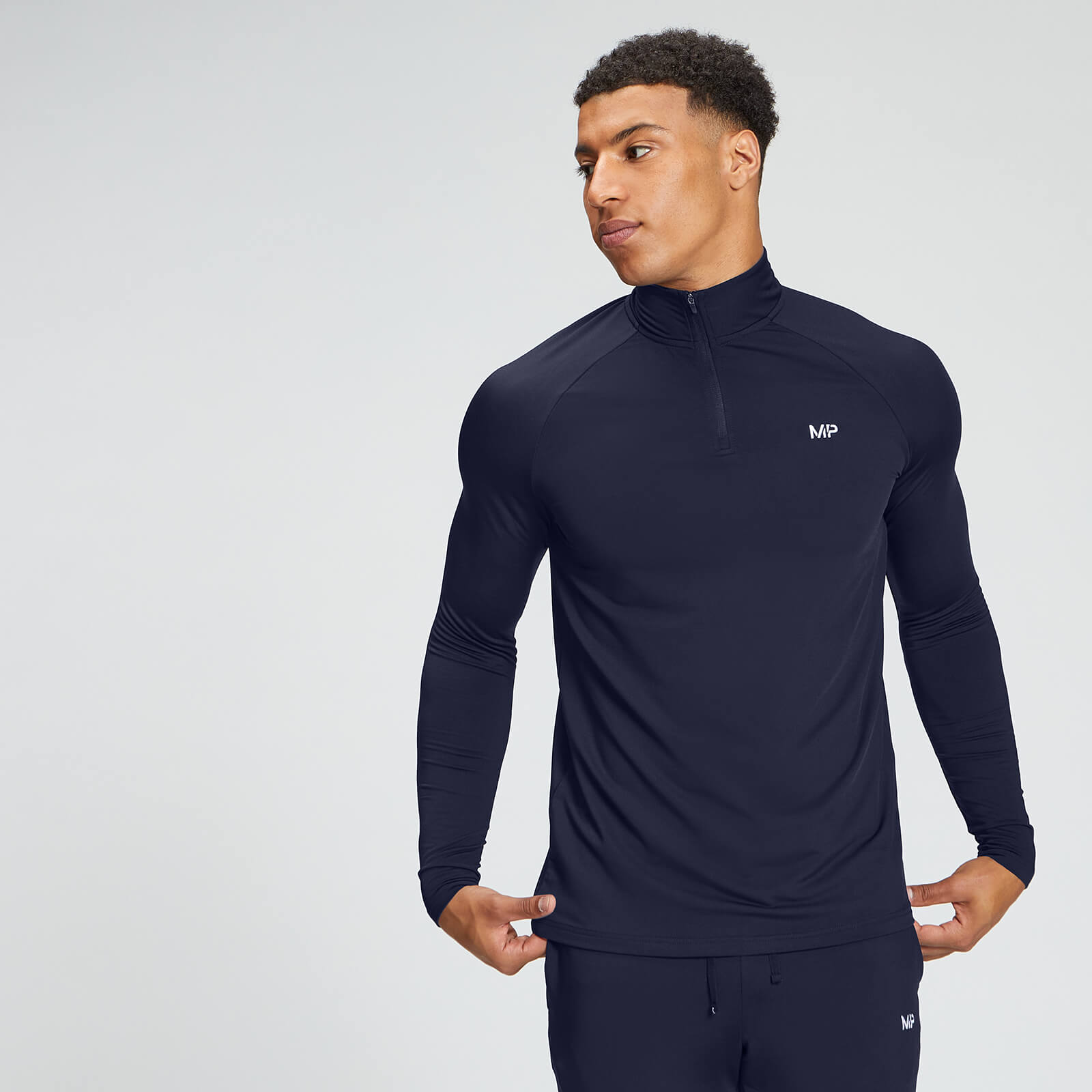 Sweat à fermeture éclair ¼ MP pour hommes – Bleu marine