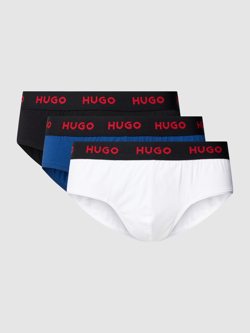 Slip mit elastischem Logo-Bund im 3er-Pack in royalblau
