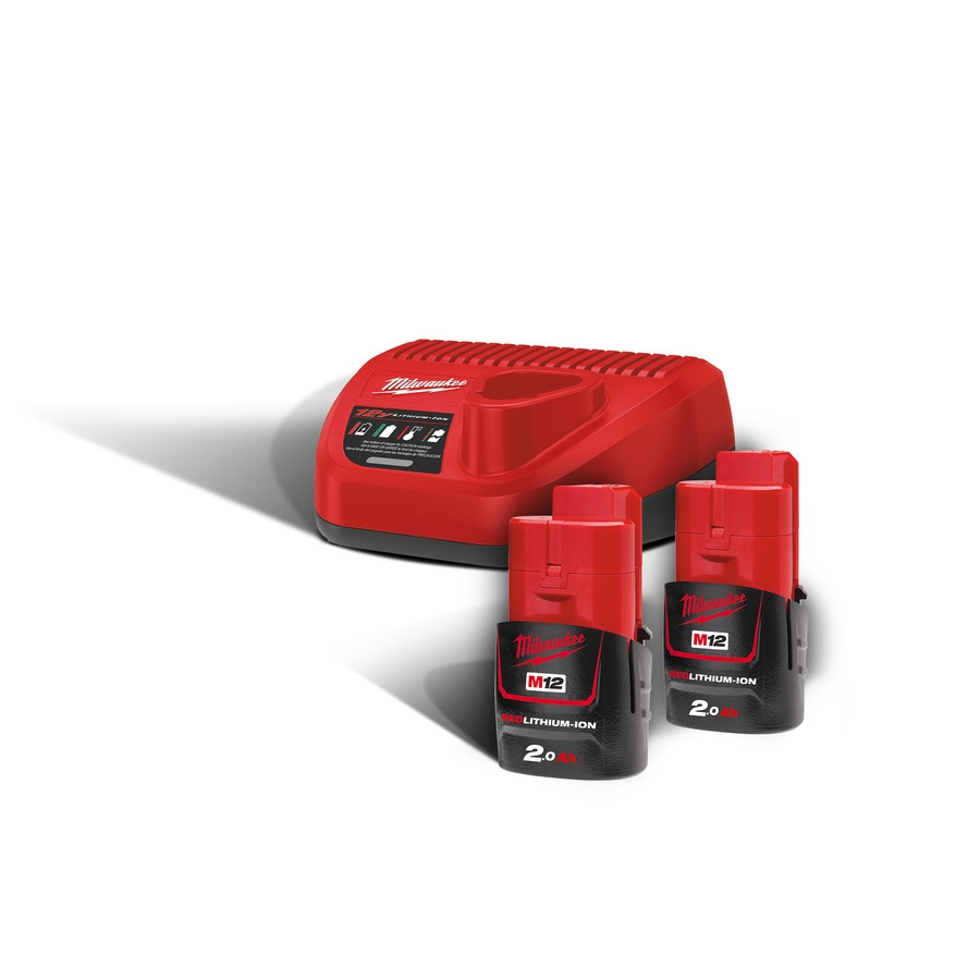 Milwaukee додаци 4933459209 M12 NRG-202 пакет - 2 x батерија 12V 2.0Ah + пуњач C12C 4933459209