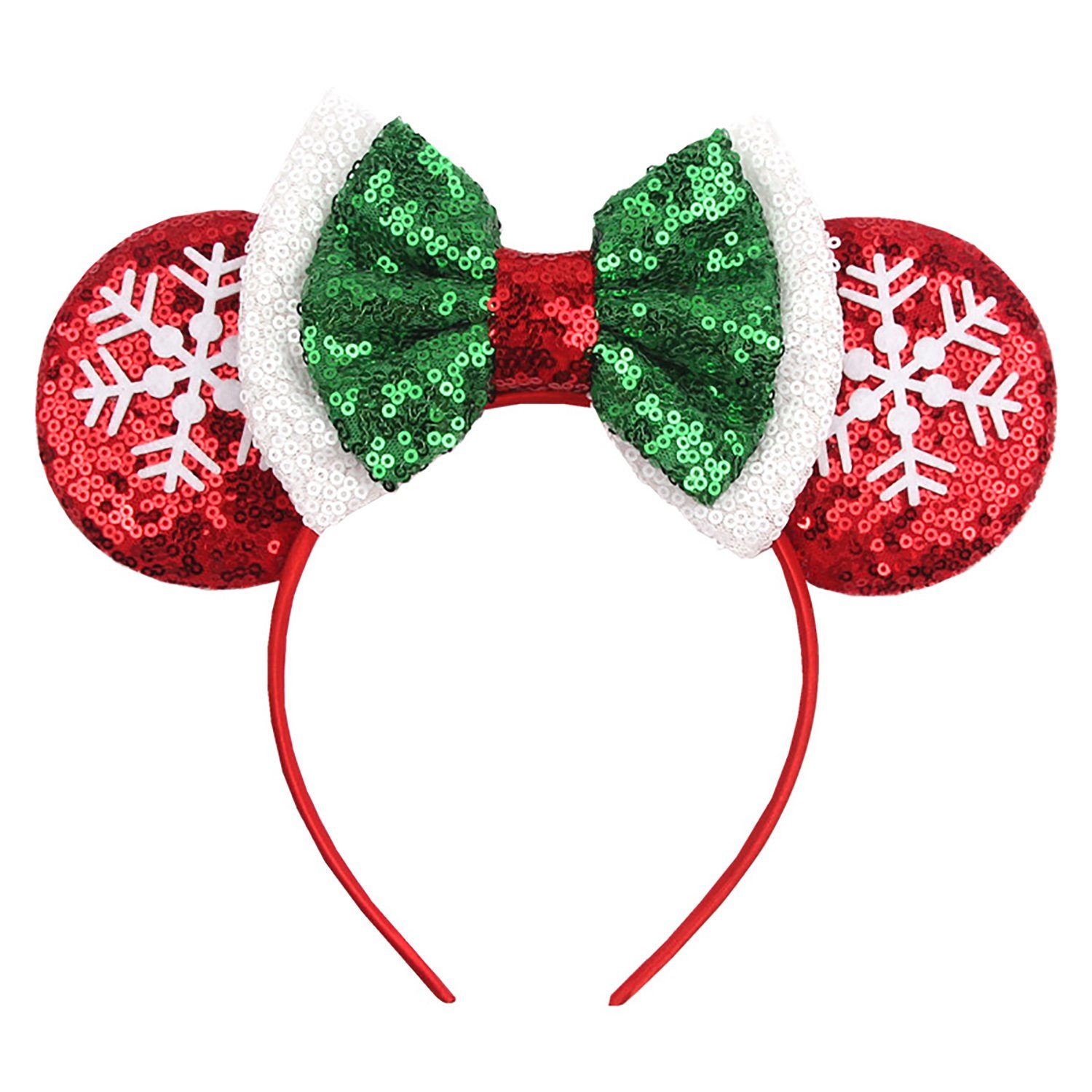 Einemgeld Haarband Weihnachten Maus Ohr Stirnband,Glitzer Schneeflocke Schleife,für Party