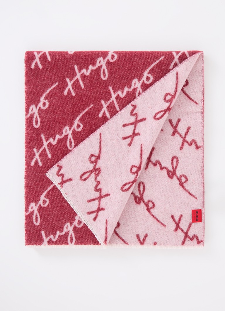 Eșarfă HUGO BOSS din amestec de lână cu logo, 180 x 40 cm