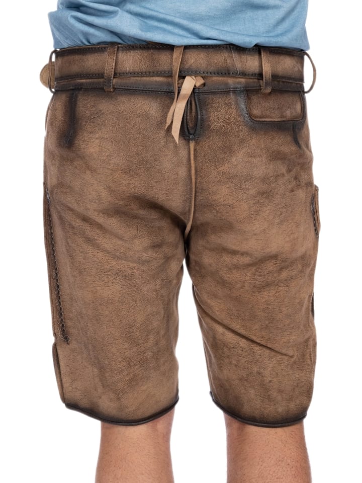 Gwandler Lederhose MARIUS-gespeckt in dunkelbraun günstig kaufen