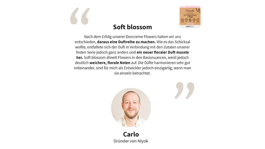 Niyok 2 in 1 feste Dusche & Pflege Soft Blossom 80 g