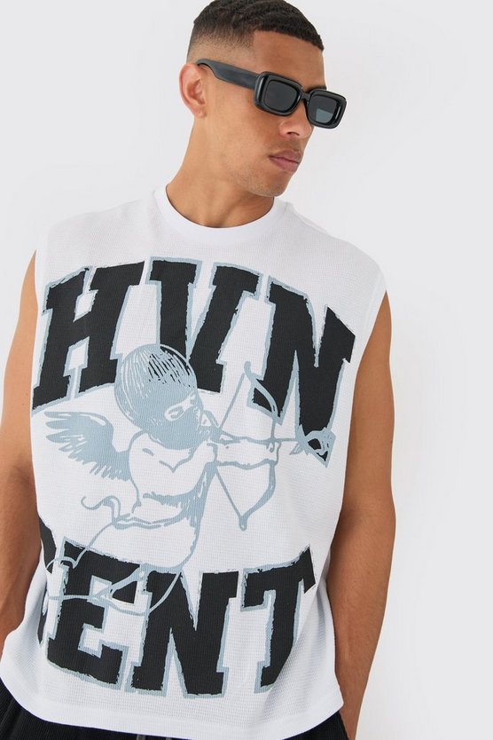 Kastiges Oversize Tanktop in Waffeloptik