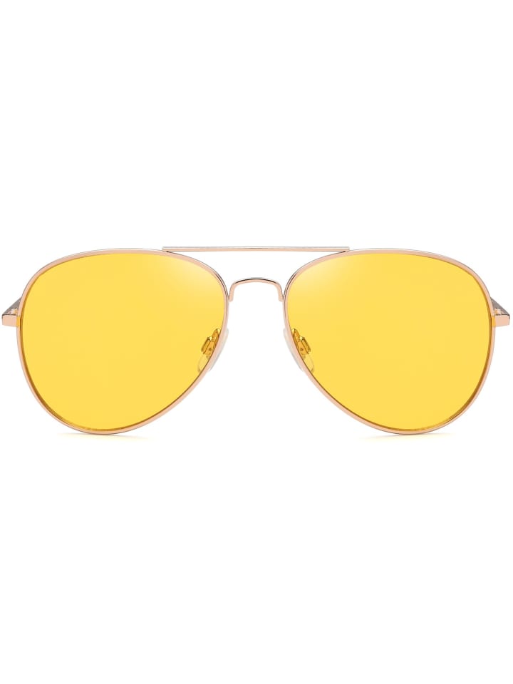 styleBREAKER Piloten Sonnenbrille in Gold / Gelb günstig kaufen onesize