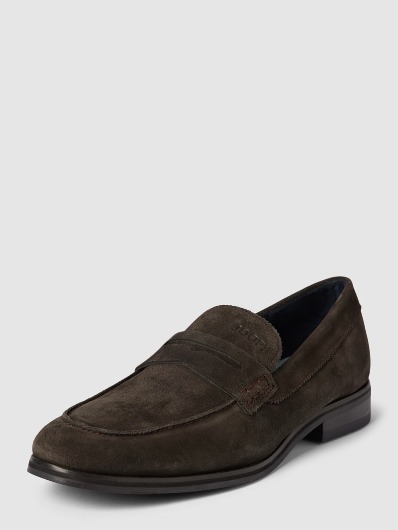 Loafer mit Label-Detail Modell 'Velluto' in dunkelbraun