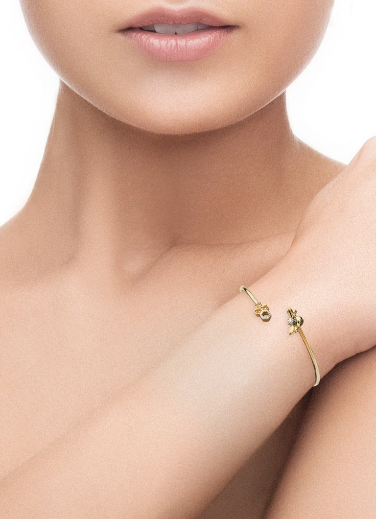 Diamond Point Yellow Gold Bracelet 0.18 ct Citrine Queen Bee