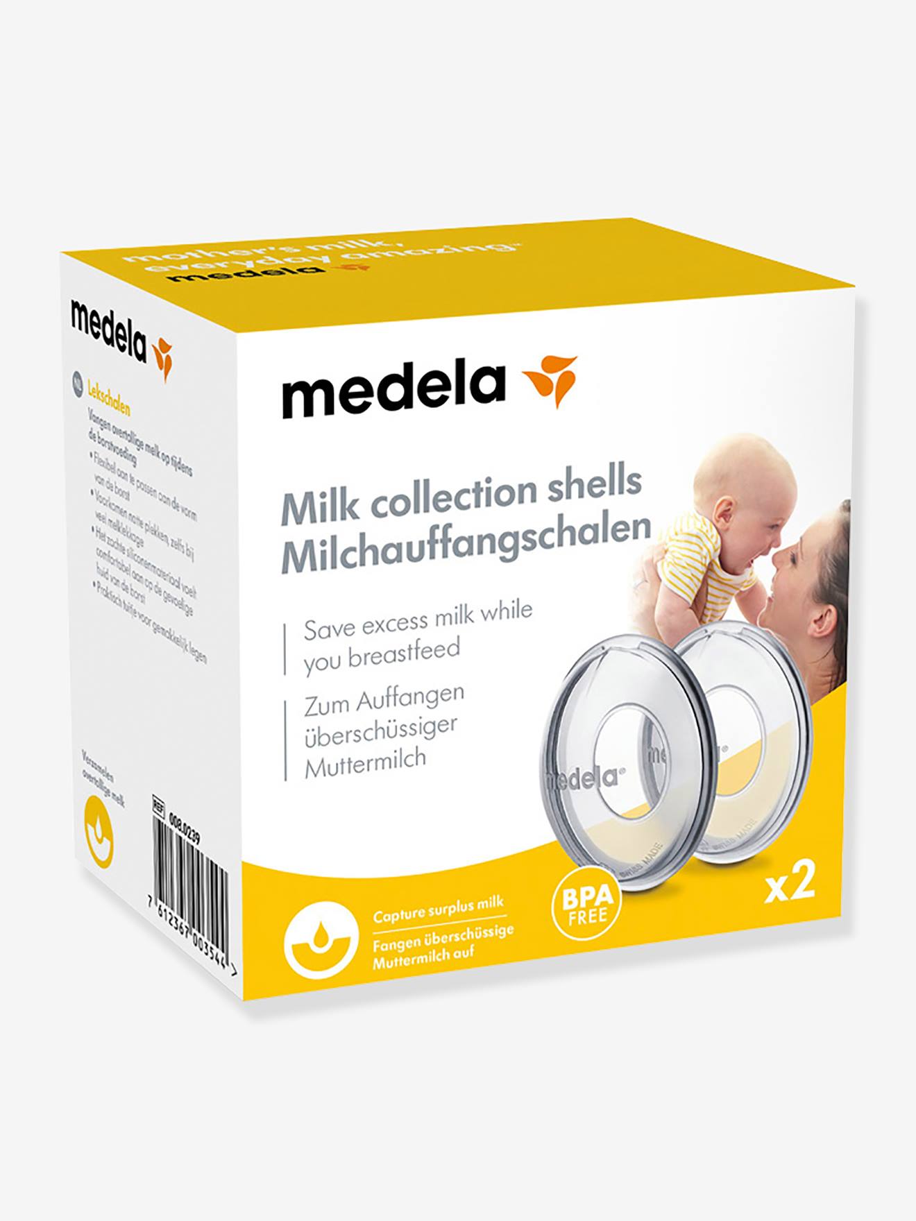 Lot de 2 coupelles recueil-lait MEDELA transparent