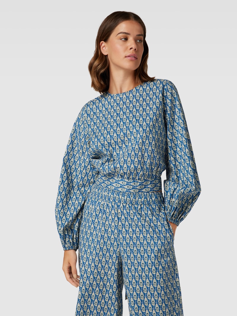 Blusenshirt aus Baumwolle mit Allover-Muster in jeans