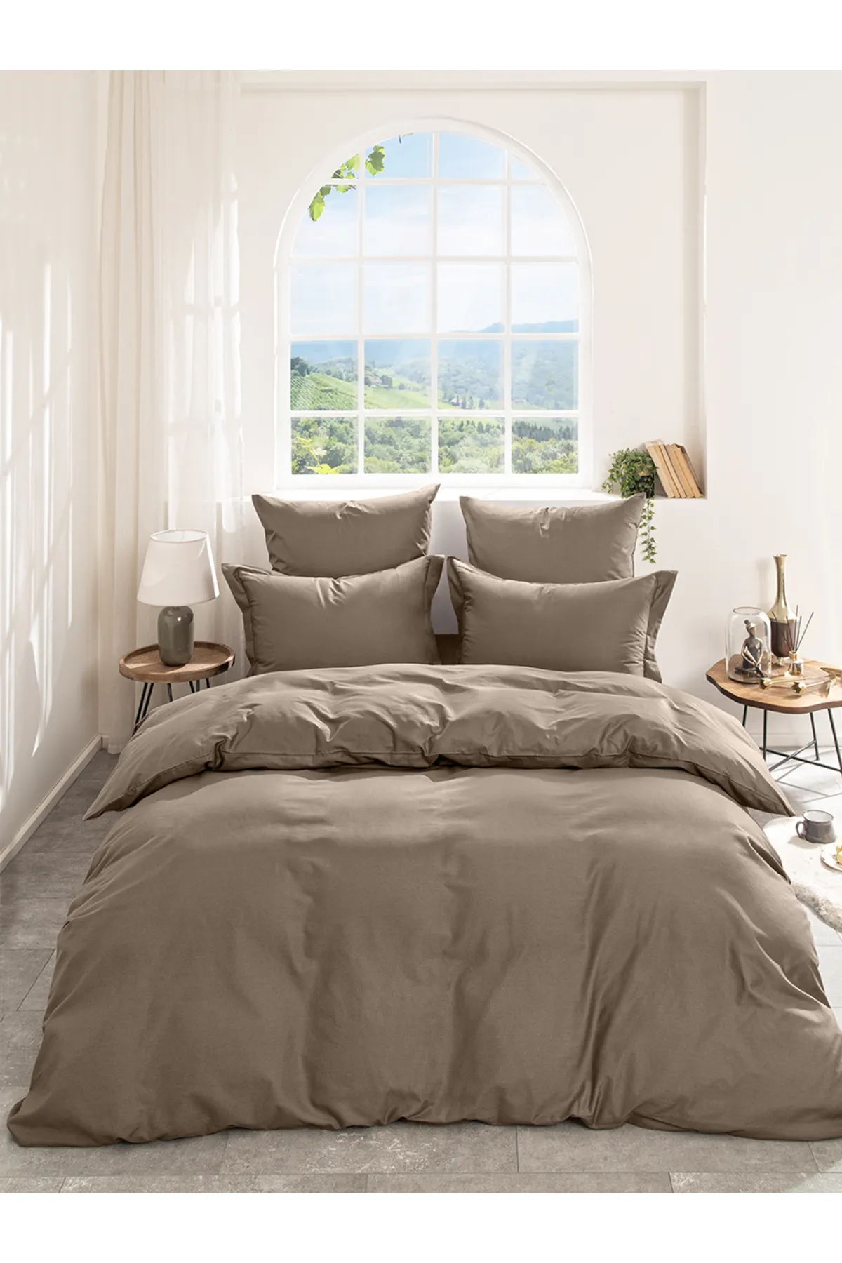 Karna Home  Klassisches Doppel-Bettbezug-Set aus Baumwollsatin
