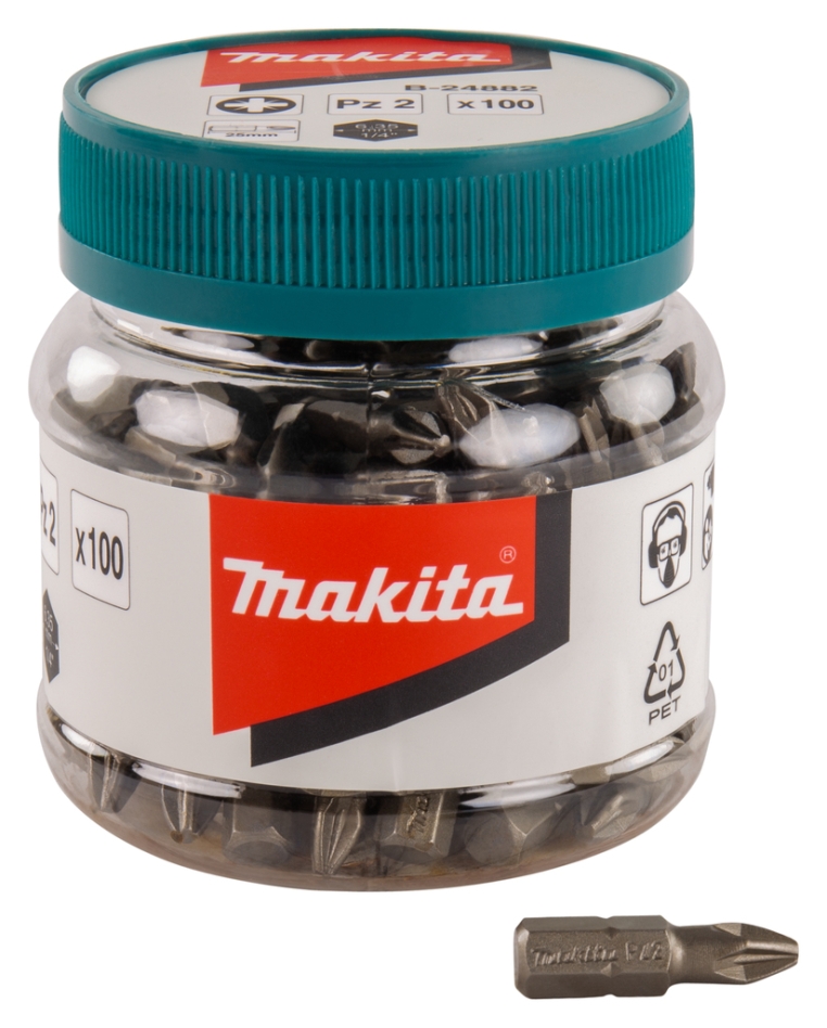 Makita priedai B-24882 varžtų antgaliai PZ2x25mm inde 100 vnt.