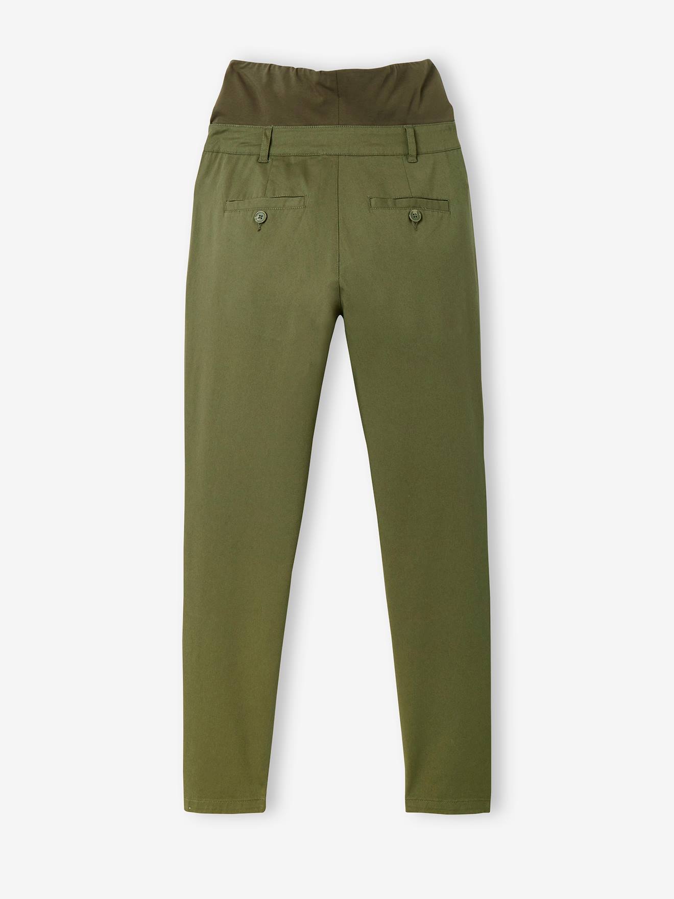 Pantalon chino de grossesse en coton stretch kaki