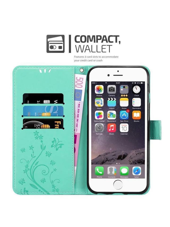 cadorabo Hülle für Apple iPhone 6 / 6S Blumen Design in FLORAL TÜRKIS günstig kaufen iPhone 6 / 6s
