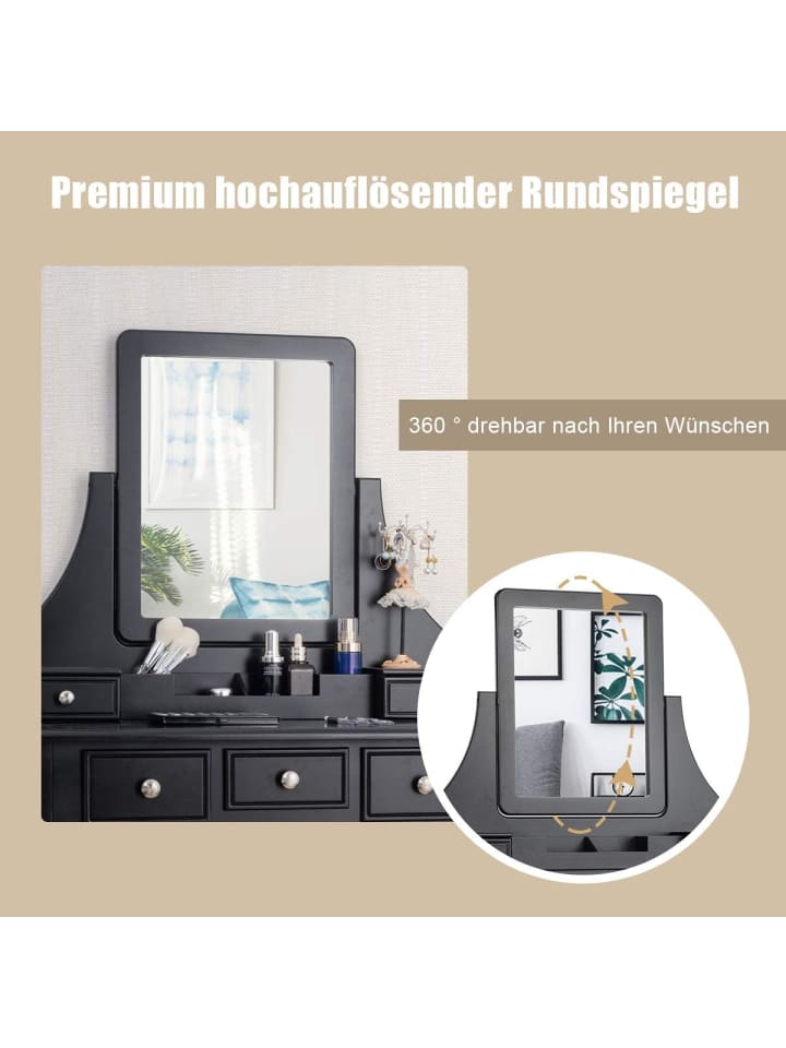 COSTWAY Schminktisch Set in Schwarz günstig kaufen onesize
