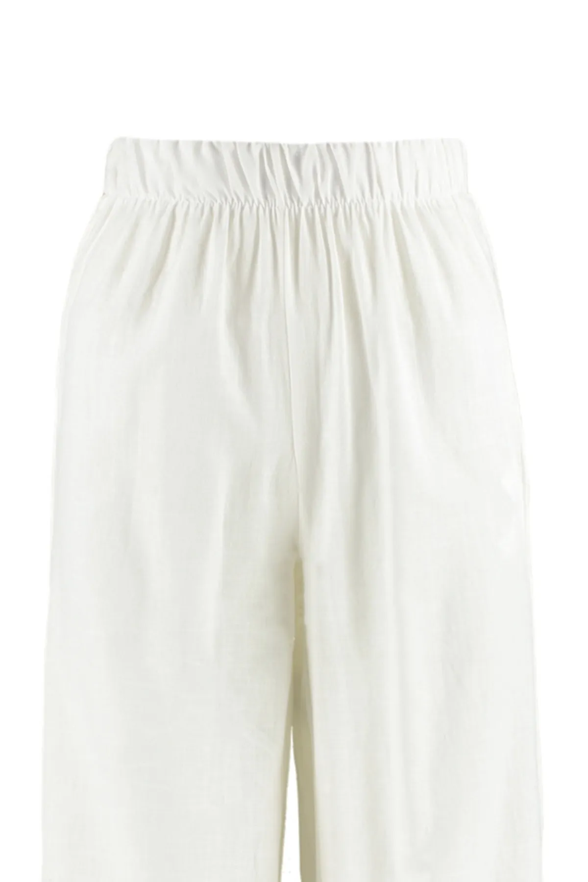 Trendyol Collection  Ecru gewebte Hose mit Schlitz aus 100 % Baumwolle TBESS21PL0493
