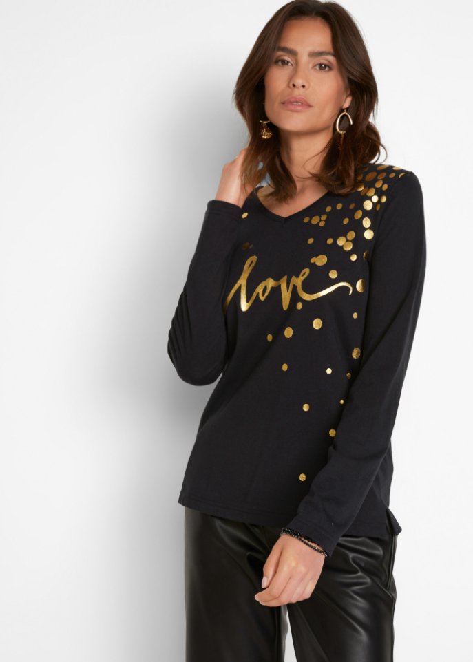 Langarmshirt mit Metallic-Print