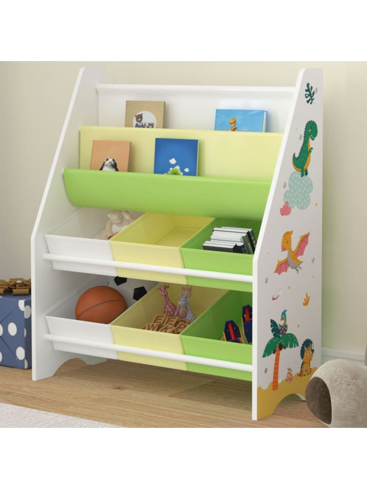en.casa Kinderregal Ponteceso in Gelb Grün (H)74cm (B)62cm (T)26.5cm günstig kaufen onesize