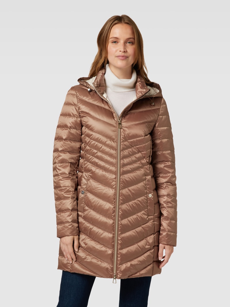 Daunenjacke mit Kapuze in hellbraun