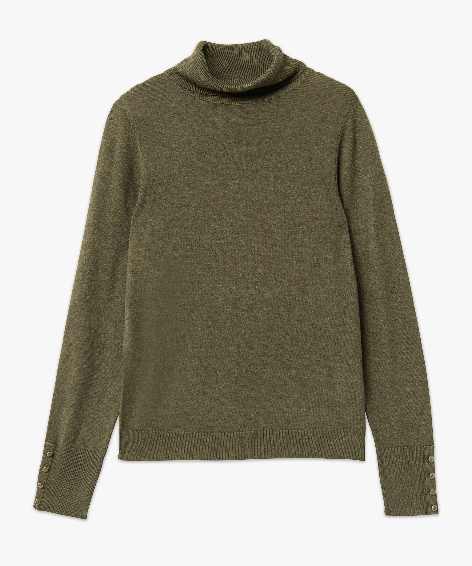 Pull à col roulé en maille fine femme vert | GEMO