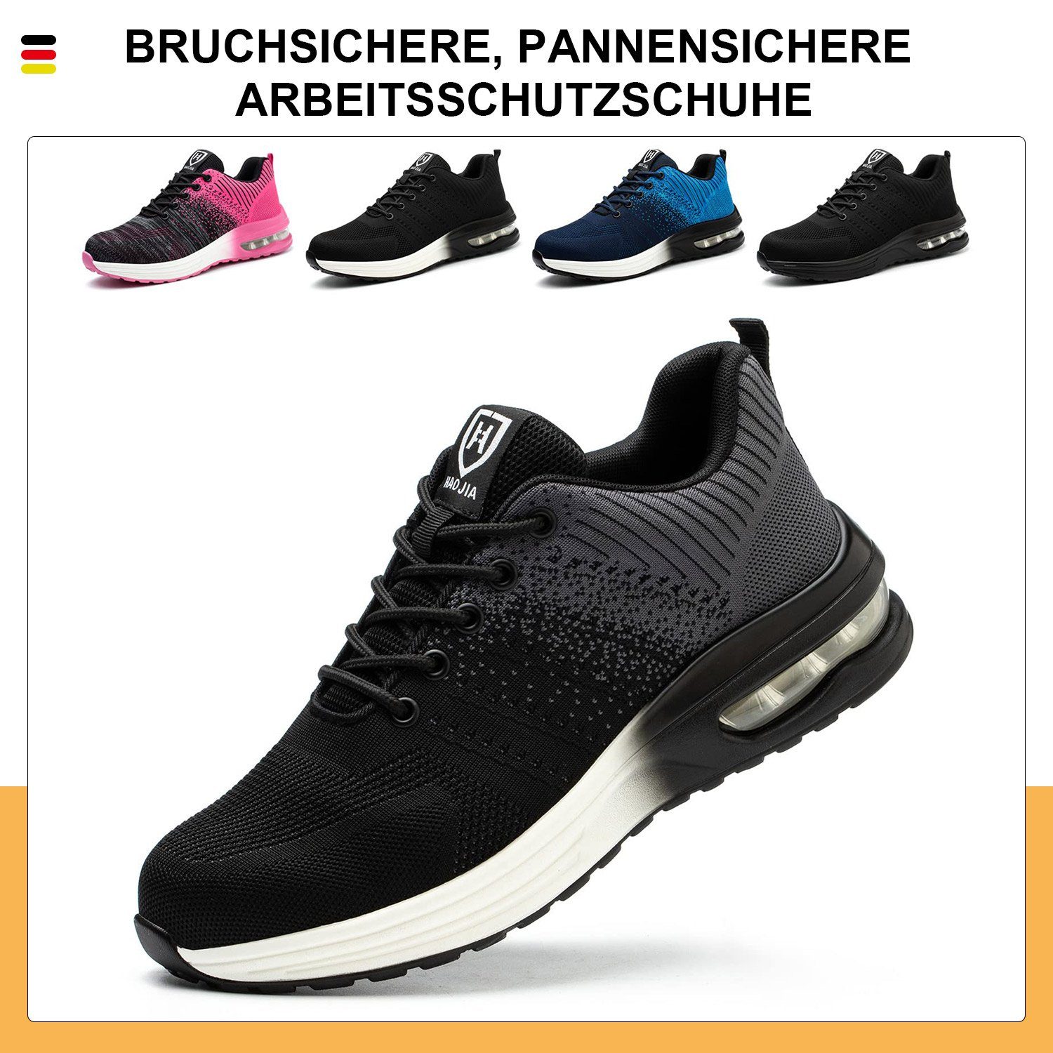 MAGICSHE Arbeitsschuhe für Männer und Frauen Sicherheitsschuh Leichte Sport Arbeit Training Schuhe Stahl Zehen Größen 37-46