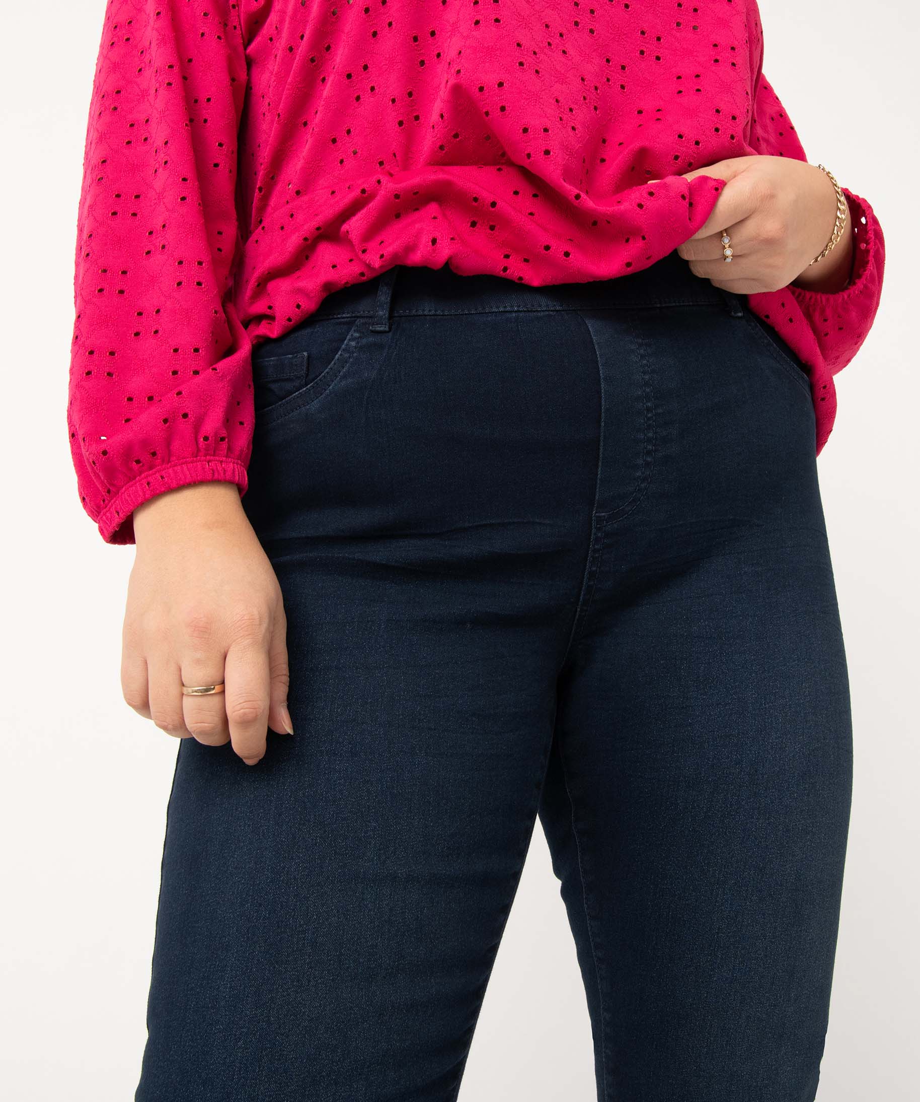 Jegging femme grande taille avec plis sur les hanches brut | GEMO