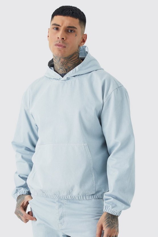 Tall kastiger Denim-Hoodie