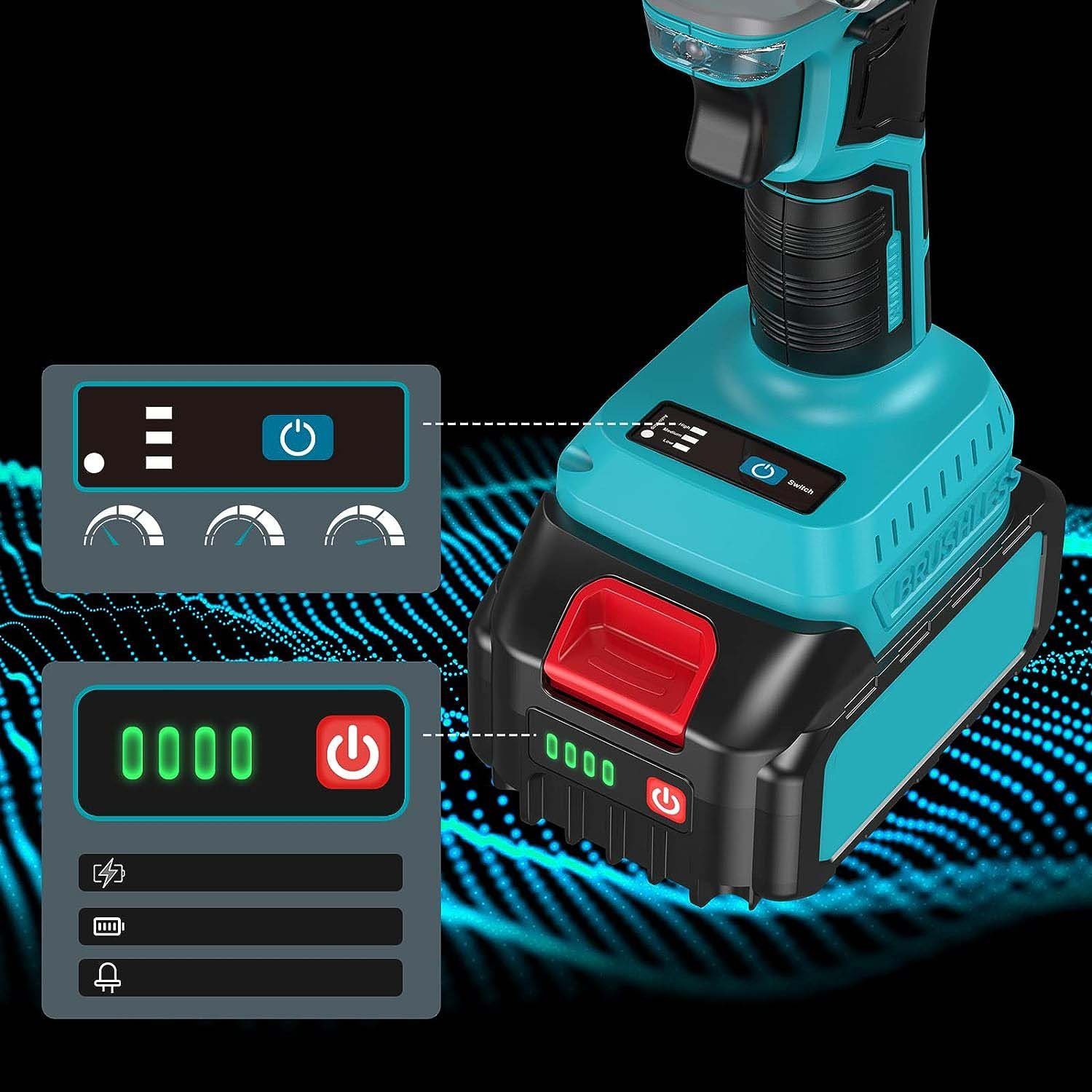 Bedee Akku-Schlagbohrschrauber Elektrischer Schlagschrauber 550Nm mit 4,0 Ah 21V Batterie und Adapter, (Set, 1-tlg., Schlagschrauber), für Auto und Hausgebrauch