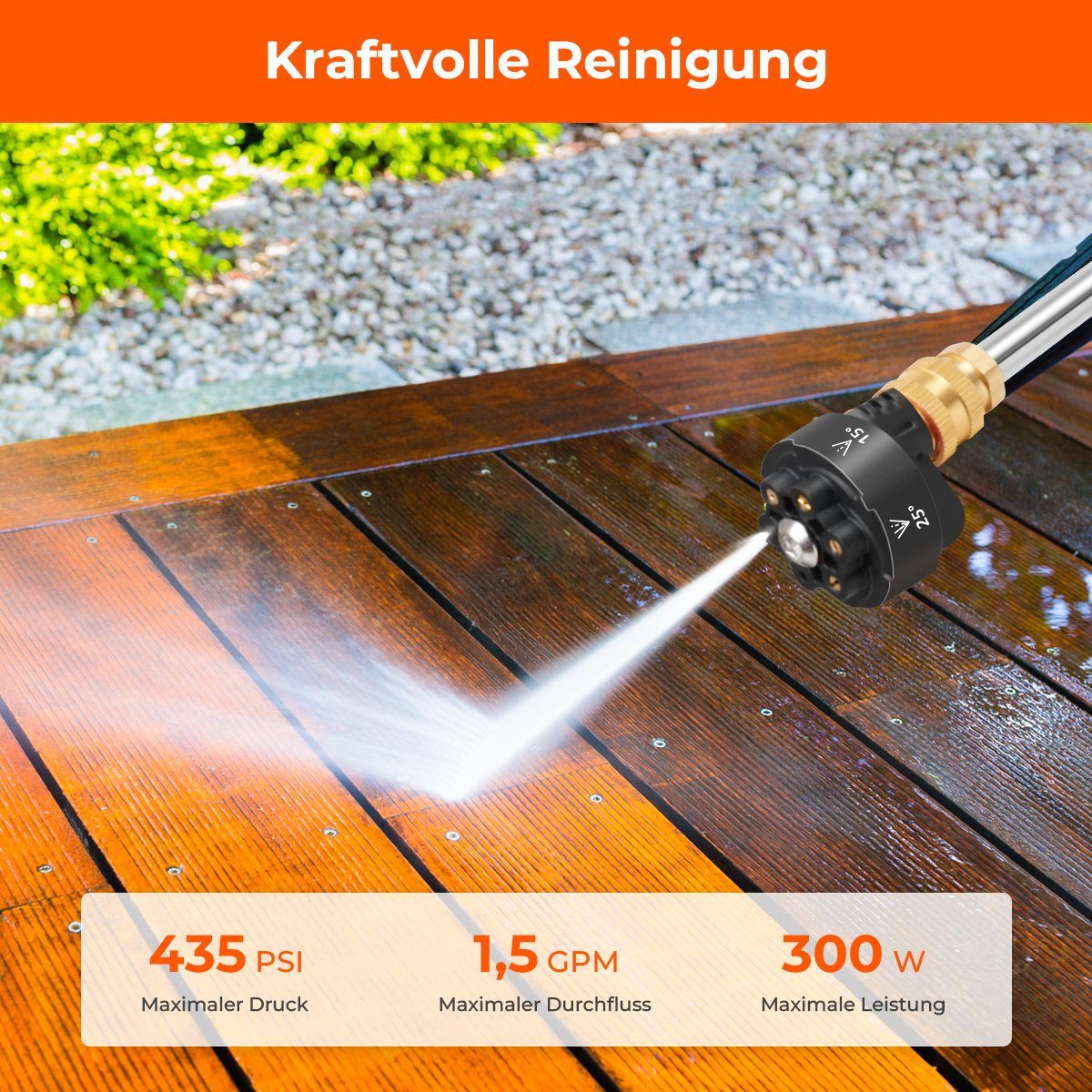 7Magic Akku-Hochdruckreiniger Hochdruckreiniger mit Zwei 48V 12Ah Akku, 300W Leistung, drei Düsen, Druck max: 35 bar, Fördermenge max: 300 l/h, Mit 5 Meter langem Wasserschlauch, Kunststoffbox und 6-in-1-Sprühkopf