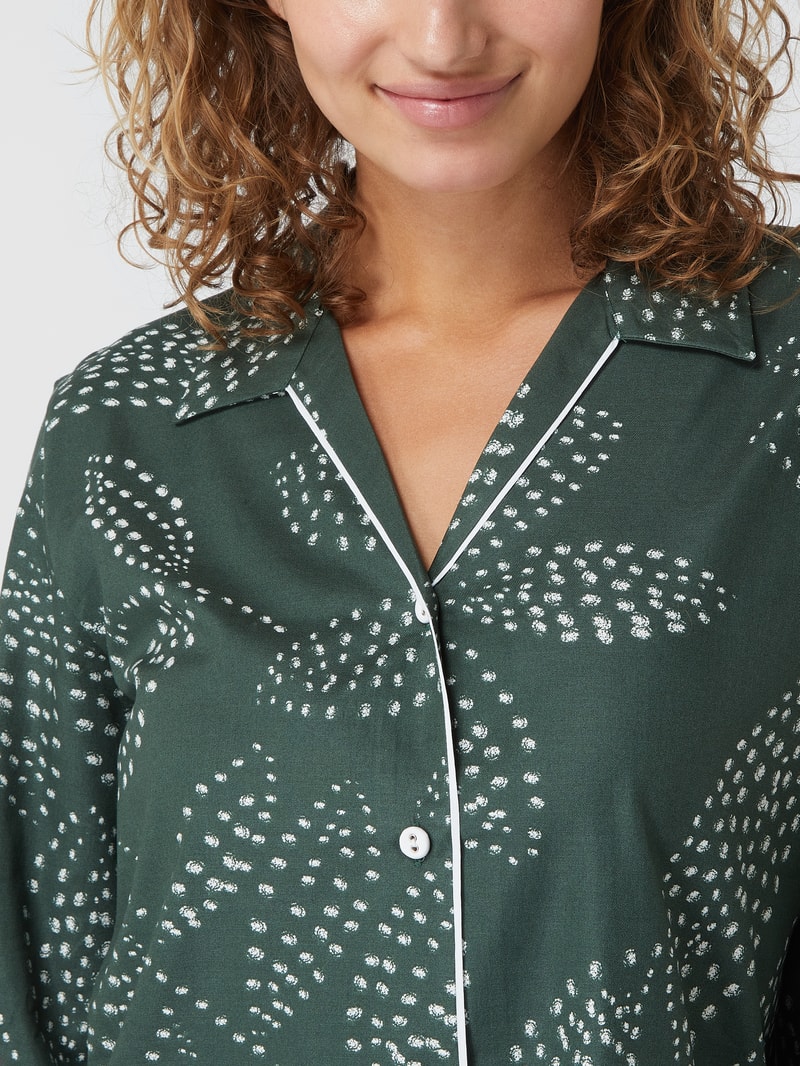 Pyjama-Oberteil aus Baumwoll-Modal-Mix Modell 'Imogen' in dunkelgrün