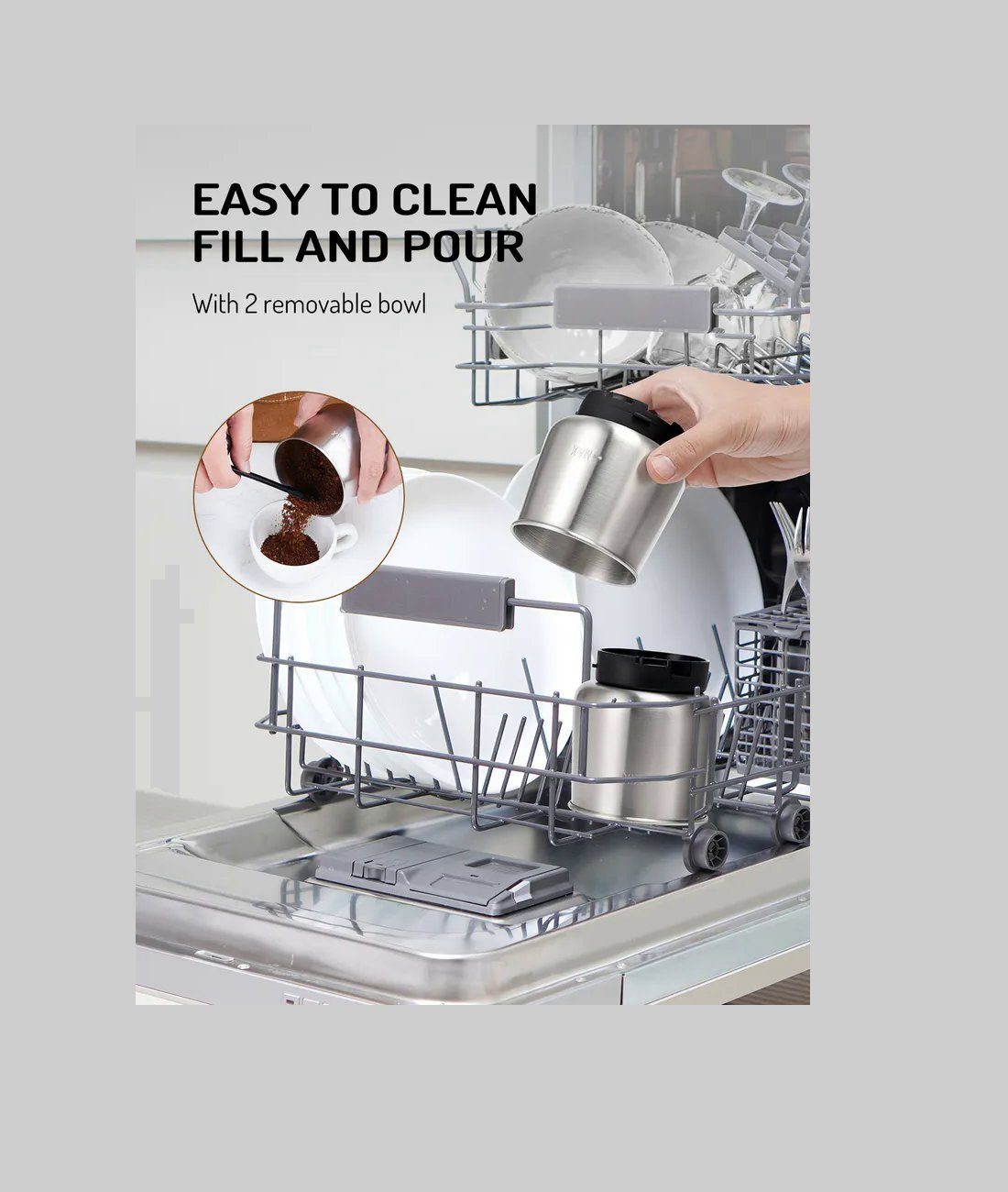 Shardor Kaffeemühle Elektrische Kaffeemühle, 150 W, Milchaufschäumer, Mahlen von Kaffeebohnen o.ä., Stainless Steel