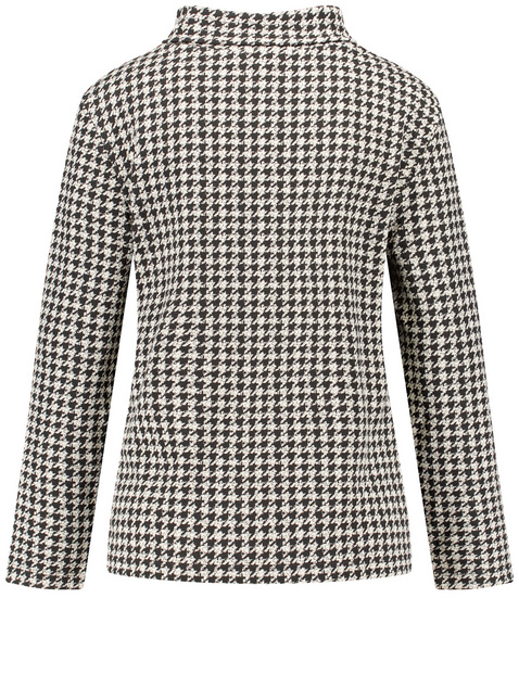 Langarmshirt mit Hahnentrittmuster